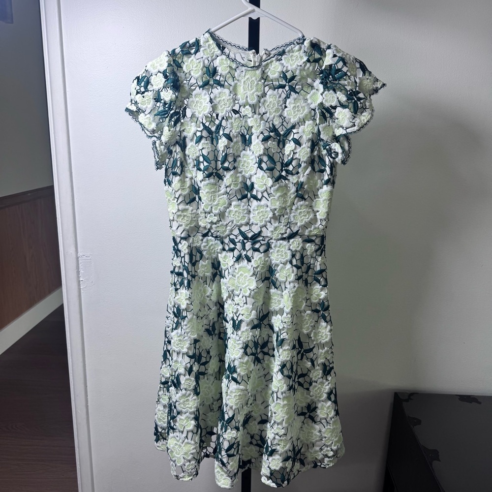 Shoshanna Green and Cream Lace Mini Dress size 0 NWT